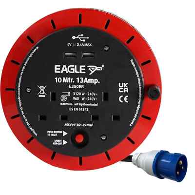 Camping Zelt Elektro Wohnwagen Netzanschluss Stromkabel 16A Stecker 10m USB Anschluss