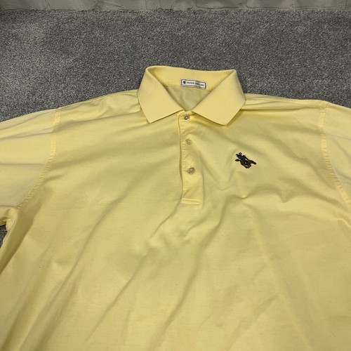 Vintage Rare Sleepy Hollow Golf Peter Millar Yellow Polo Shirt Size Medium - Picture 2 of 10