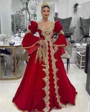 Luxury Red Evening Dresses Applique Crystal Lace Mermaid Prom Party Gowns