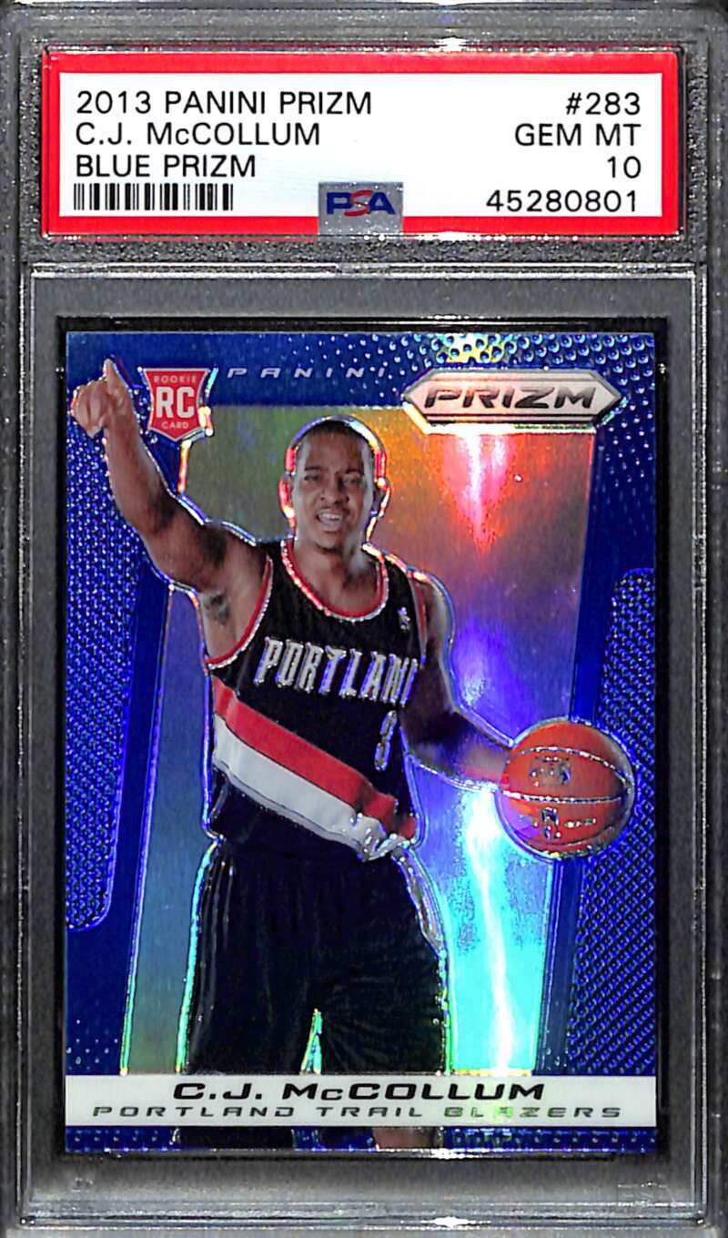 2013-14 Panini Prizm Prizms Blue Refracto4 283 C. J. McCollum Rookie PSA 10 GEM