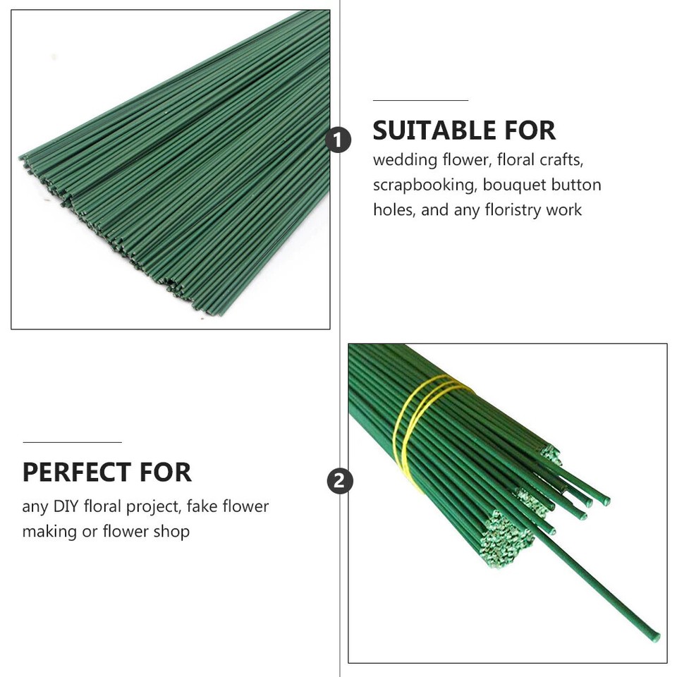 100pcs Plastic Floral Stem Artificial Flower Rod Plant Wire Green ...
