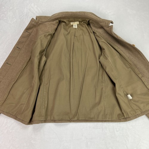 J.Crew VTG Y2K Womens L Felted Wool Blend Beige Utility Jacket Classic Preppy - Picture 10 of 24