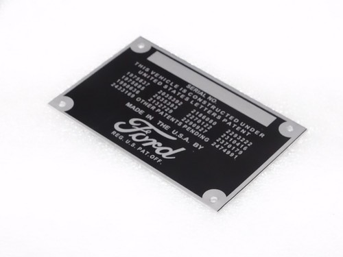 DATA PLATE FOR VINTAGE FORD CAR / PICKUP TRUCK 1932-193 #V195-7 - Picture 4 of 7