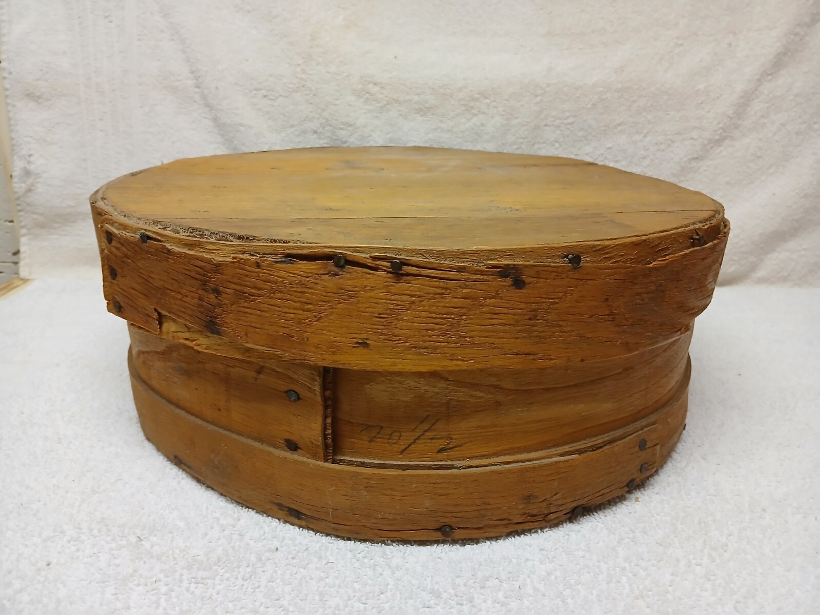 Vintage Round Banded Wood Cheese Pantry Box 
