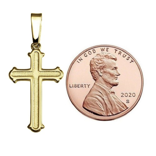 Sterling Silber Gelbgold plattiert Halskette mit hochglanzpoliertem Kreuz Anhänger Charm - Bild 2 von 8