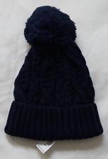 Gap Toddler Girls Cable-Knit Beanie Hat Size M Navy Blue Stretch  New