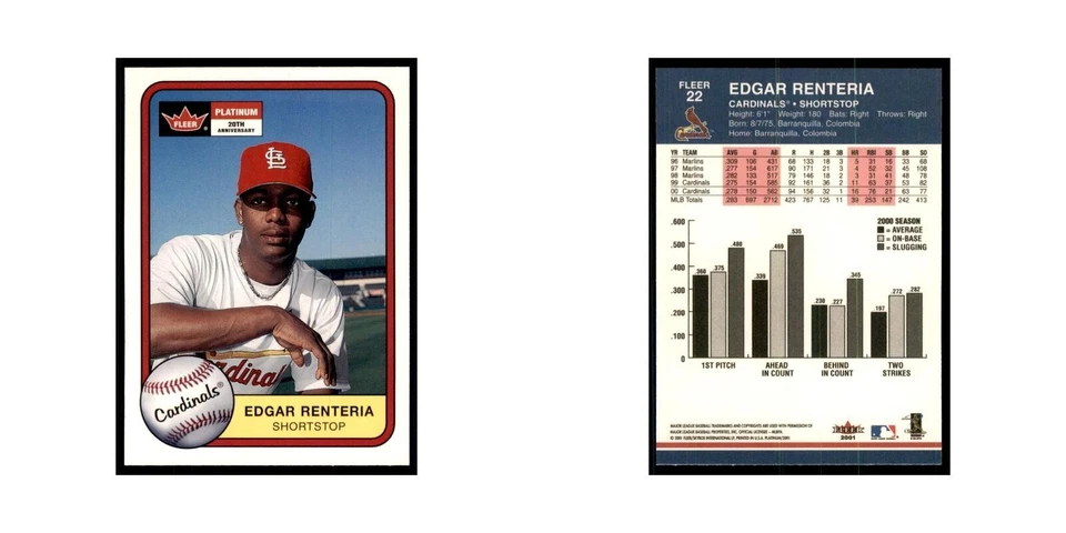 2001 Fleer Platinum Edgar Renteria Cardinals #22 - Image 3 of 3