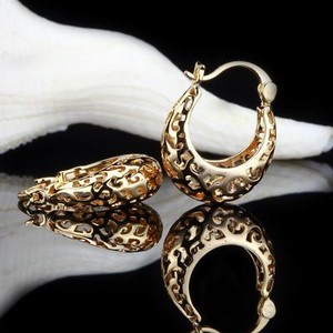 nuevo! + circonita!!! Aretes pendientes creolen dorado 750er 18k dorado a