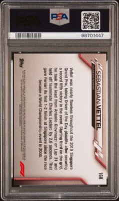 SEBASTIAN VETTEL 2020 Topps Chrom F1 SAPPHIRE EDITION #168 PSA 8