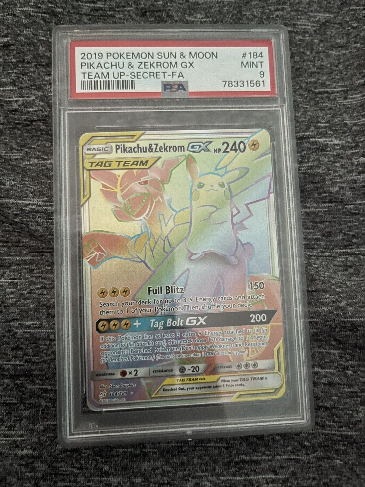 SM09 Team Up - Pikachu & Zekrom GX TAG TEAM - 184/181 - Rare Rainbow C -  Recaptured LTD