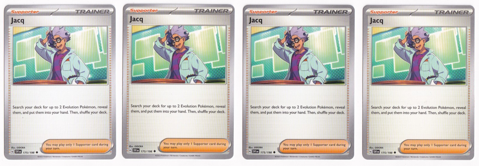 Jacq 175/198 - Scarlet & Violet - Pokemon Trainer x4 Card Set - Playset 4x