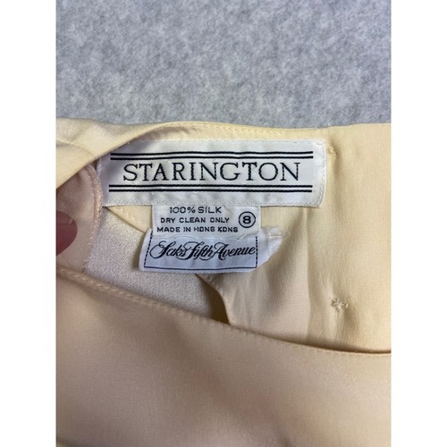 Starington Saks Fifh Avenue Womens Blouse Top Medium Beige Long Sleeve Striped - Picture 4 of 10