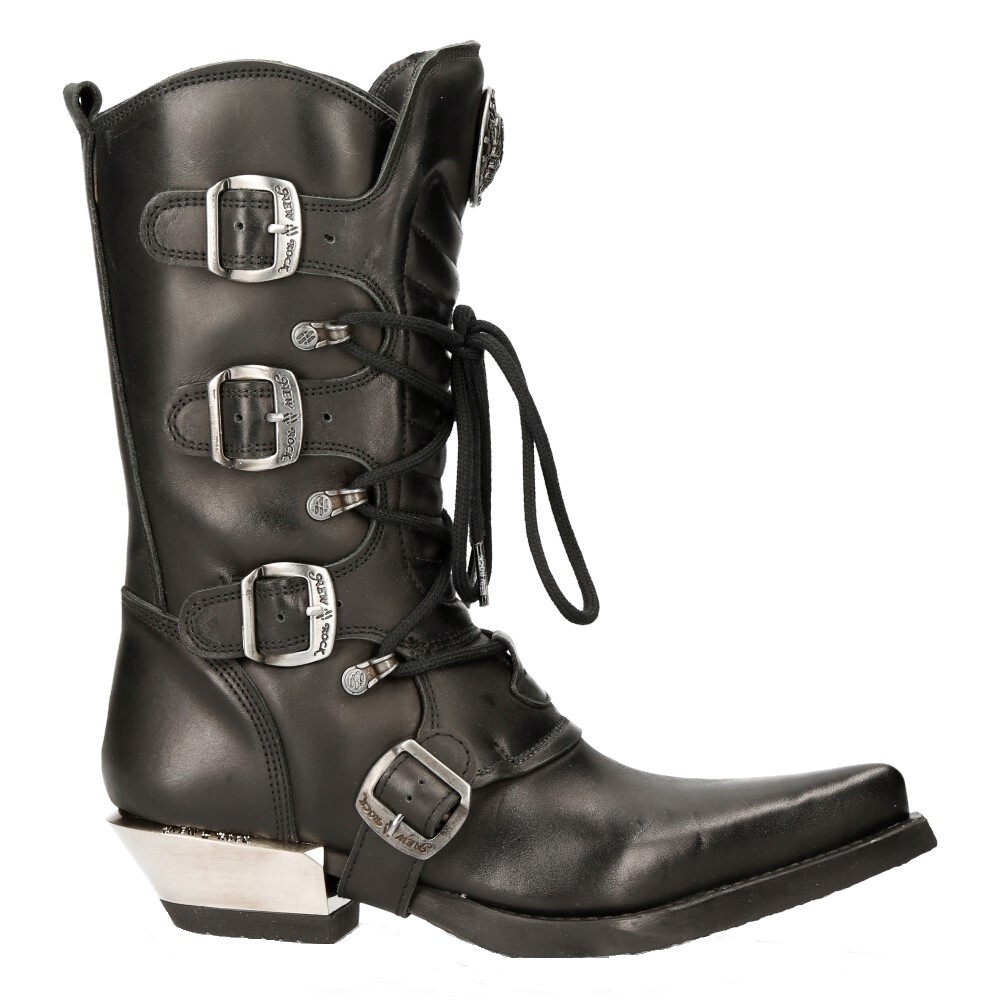 NUEVAS BOTAS VAQUERAS ROCK M-7993-S1 WESTERN Zapatos de Motociclista Pesados con Hebilla de Cuero Negro