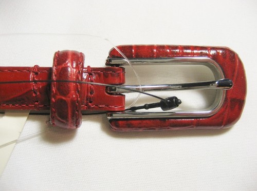 Cintura magra nuova con etichette Lauren Ralph Lauren rettile rosso in rilievo taglia L - Foto 9 di 11