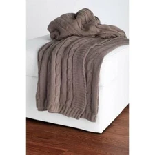 Rizzy Home Cable Knit Sweater Fabric Throw, Mocha/Mocha