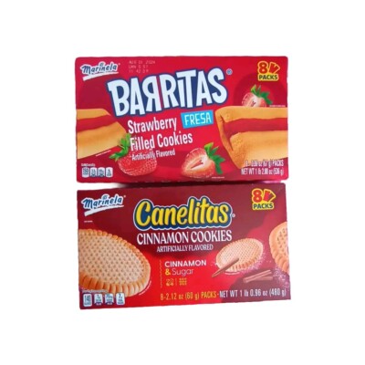2Box-Galletas Canelitas Marinela Cinnamon Y barritas fresa,Cookies 8 Packs