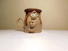 Vintage Funny 3D Face Mug/ Cup Stoneware Pottery 