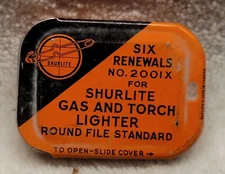 OLD VINTAGE SHURLITE TORCH LIGHTER TIN RARE BOX w PARTIAL CONTENTS 