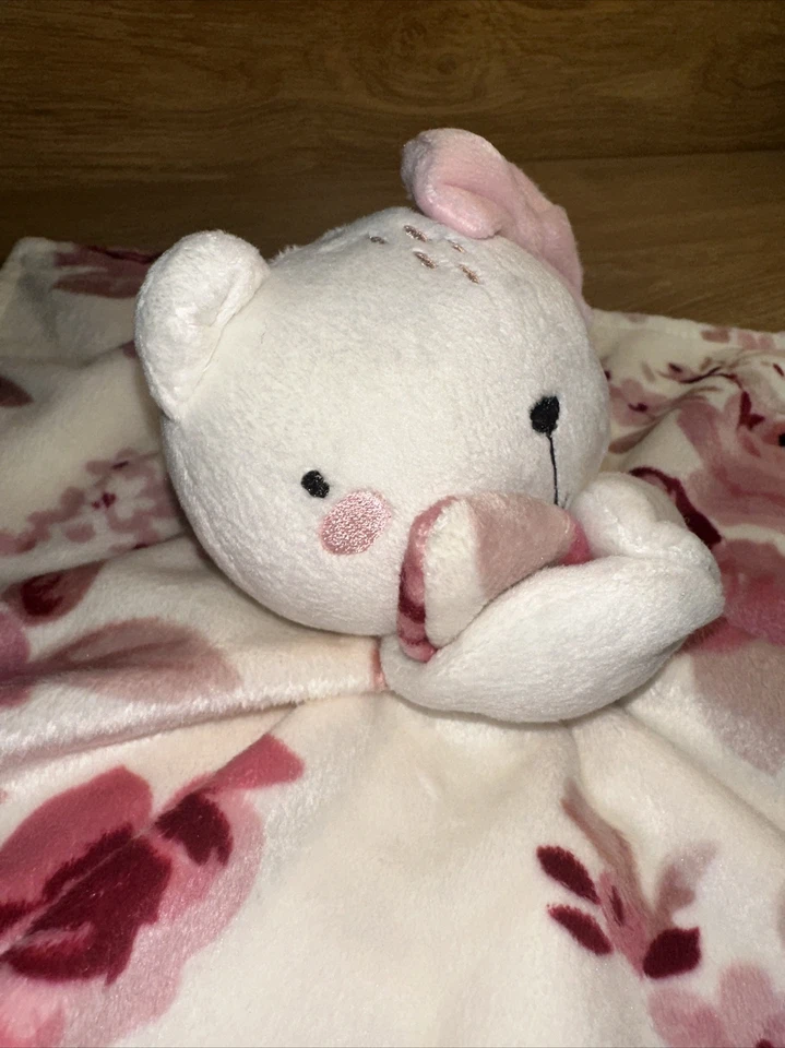 Modern Moments by Gerber Baby Peluche Rosa Blanco Gato Lovey Manta de Seguridad Foto 3 de 4