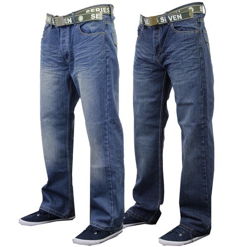 Mens Jeans Denim Designer Belted Seven 