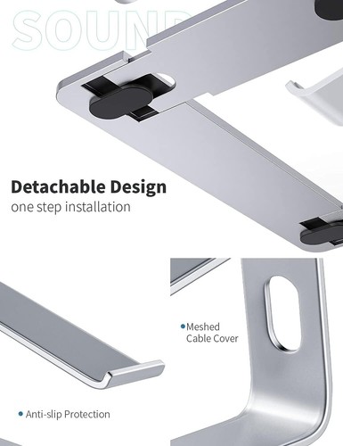 Laptop Stand, Aluminum Computer Riser, Ergonomic Laptops Elevator for Desk, Met - Picture 5 of 8