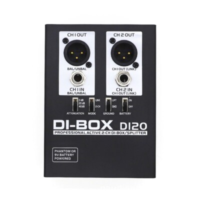 DI-Box DI20 Professional 2CH Active DI Box+ GND Lift Switch+ Attenuation Switch