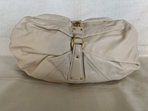 Roberto Cavalli Beige Leather Handbag With Fringe, Gold Details, Buckle And Logo - Picture 7 of 7