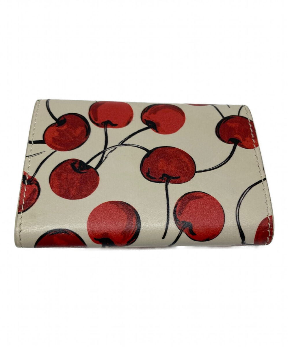 Saint Laurent Cherry Print 6 Key Holder Key Case Ivory Red Saint Laurent Cherry Print 6 Key Holder Key Case Ivory Red