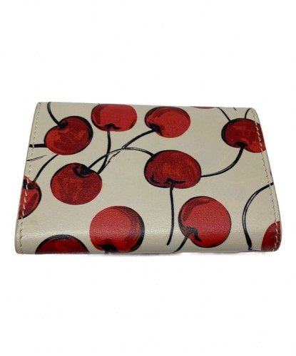 Saint Laurent Cherry Print 6 Key Holder Key Case Ivory Red Leather Authentic - Picture 5 of 10