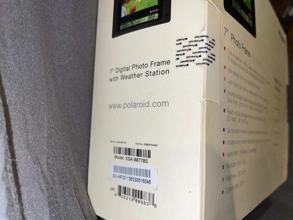 SEALED NEW Polaroid Simplicity 7" Digital Photo Frame Weather Station XSA-00770S - Image 3 of 4