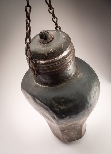 Qajar Persian Copper Water Carrier 19thC Tin Lined Hook Chain Patinated Antique - Picture 13 of 22