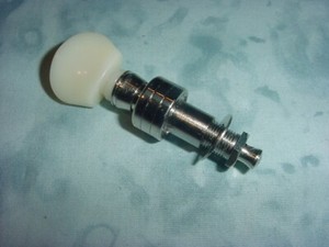 VINTAGE CHROME /WHITE BUTTON BANJO TUNER /TUNING MACHINE KEY /FERRULE/GEARED