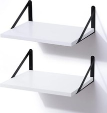 White Floating Shelves 12 Inch Deep Wall Mounted Shelves Set Of 2 Modern Style S