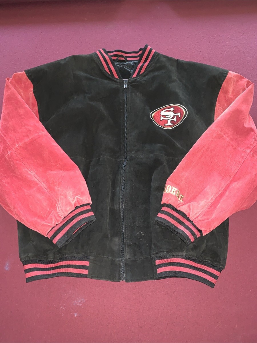VTG NFL San Francisco 49ers Suede Leather Bomber Varsity Jacket Logo 90s L