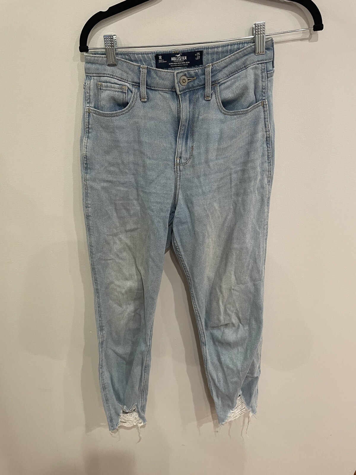 Hollister Mom Jeans Size 1R Medium Wash W25 L27 Ultra High Rise Denim Blue-image