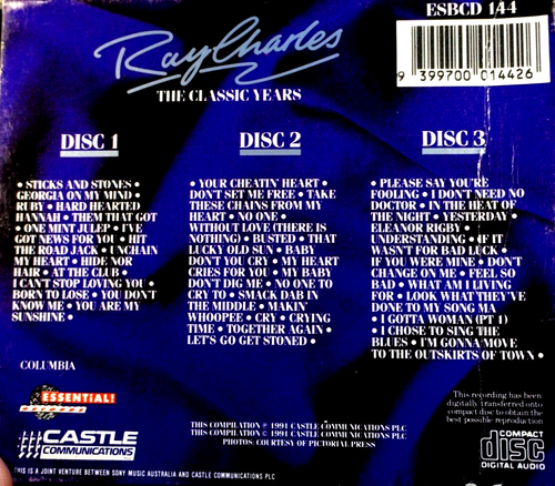 Ray Charles - The Classic Years, 3 Disc Set - CD, VG - Picture 2 of 2