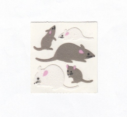 Vintage Sandylion Fuzzy Bunny Raccoon Fox Mouse Pig Goat Stickers - You Choose - Afbeelding 9 van 13
