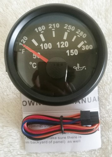black 2"/52mm oil temperature gauge 50-150℃ 120-300°F 361-19ohms for auto marine - Picture 2 of 6
