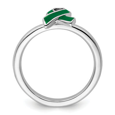 Sterling Silver Stackable Expressions Green Enameled Awareness Ribbon Ring Sterling Silver Stackable Expressions Green Enameled Awareness Ribbon Ring