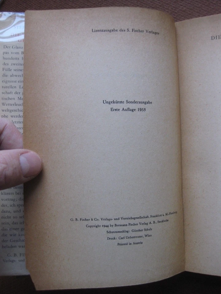 DIE WELT VON GESTER Стефана Цвейга - 1-й немецкий HCDJ 1953 - Fischer Verlag - Изображение 4 из 4