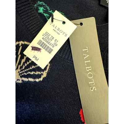 その他 k Talbots dark blue seashell nautical motiff sweater women's Petite