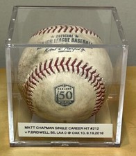 MATT CHAPMAN 212th CAREER HIT GAME-USED OAKLAND A's 50th LOGO BASEBALL 9/19/18