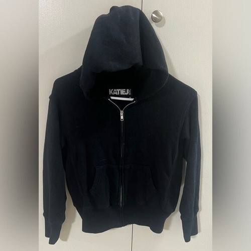 Katie J NYC TWEEN DREW HACCI ZIP Black HOODIE Girls S 7/8 - Picture 1 of 7