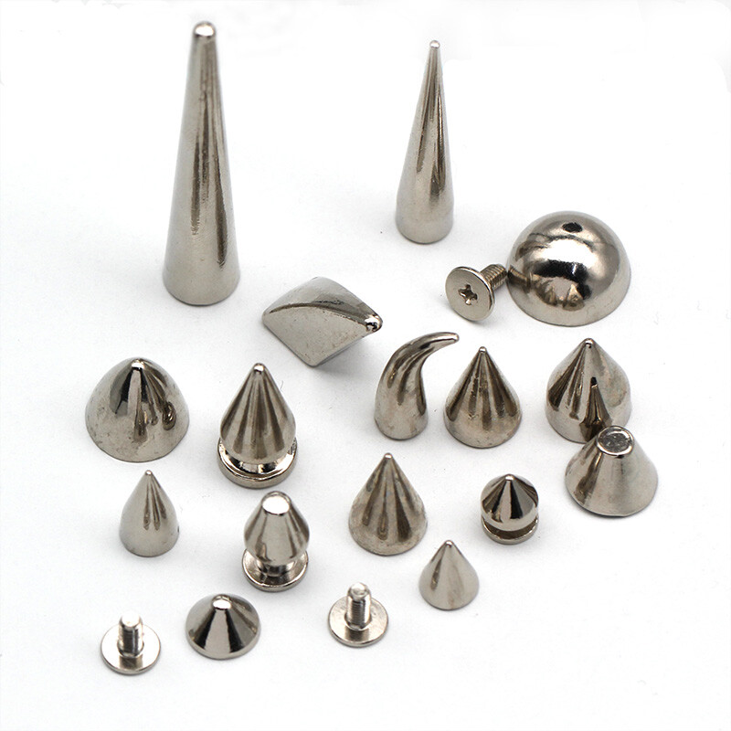 20 50 piezas Tachuelas de metal con tornillo de cono de manchas de plata Cuero Artesanía Remache Picos de bala