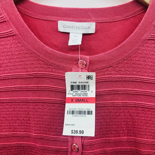 Charter Club Womens Size XS Textured Cardigan Sweater Rapture Rose Pink $40 1005 - Picture 5 of 6