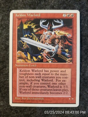 MTG Keldon Warlord 4th Edition Regular Uncommon NM Never Played (DS3D1E7)