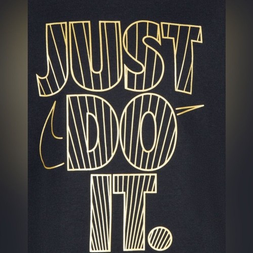 Nike Crewneck Cotton Top Girls Sz 6X Black And Gold Just Do It Logo Athletic Tee - Picture 3 of 7