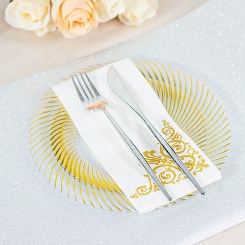 10 Round 7 in Disposable Salad Plastic PLATES Swirl Design Trim Party Events - Picture 6 of 26