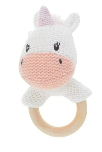 Rollie Pollie Crochet Rattling Teething Wooden Ring Baby Gift COW - Picture 4 of 7