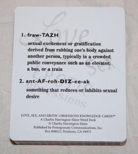 Sex and Love EROTIC Obsessions Knowledge Cards, Charles Harrington Elster Deck - Foto 5 di 5
